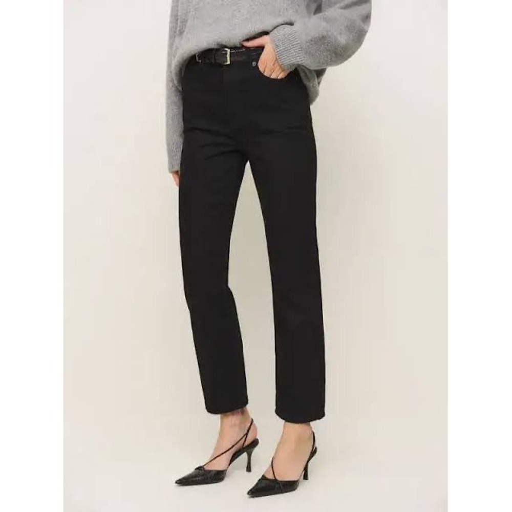 Reformation Cynthia High Rise Straight Jeans Faded Black Size 31 Sustainable